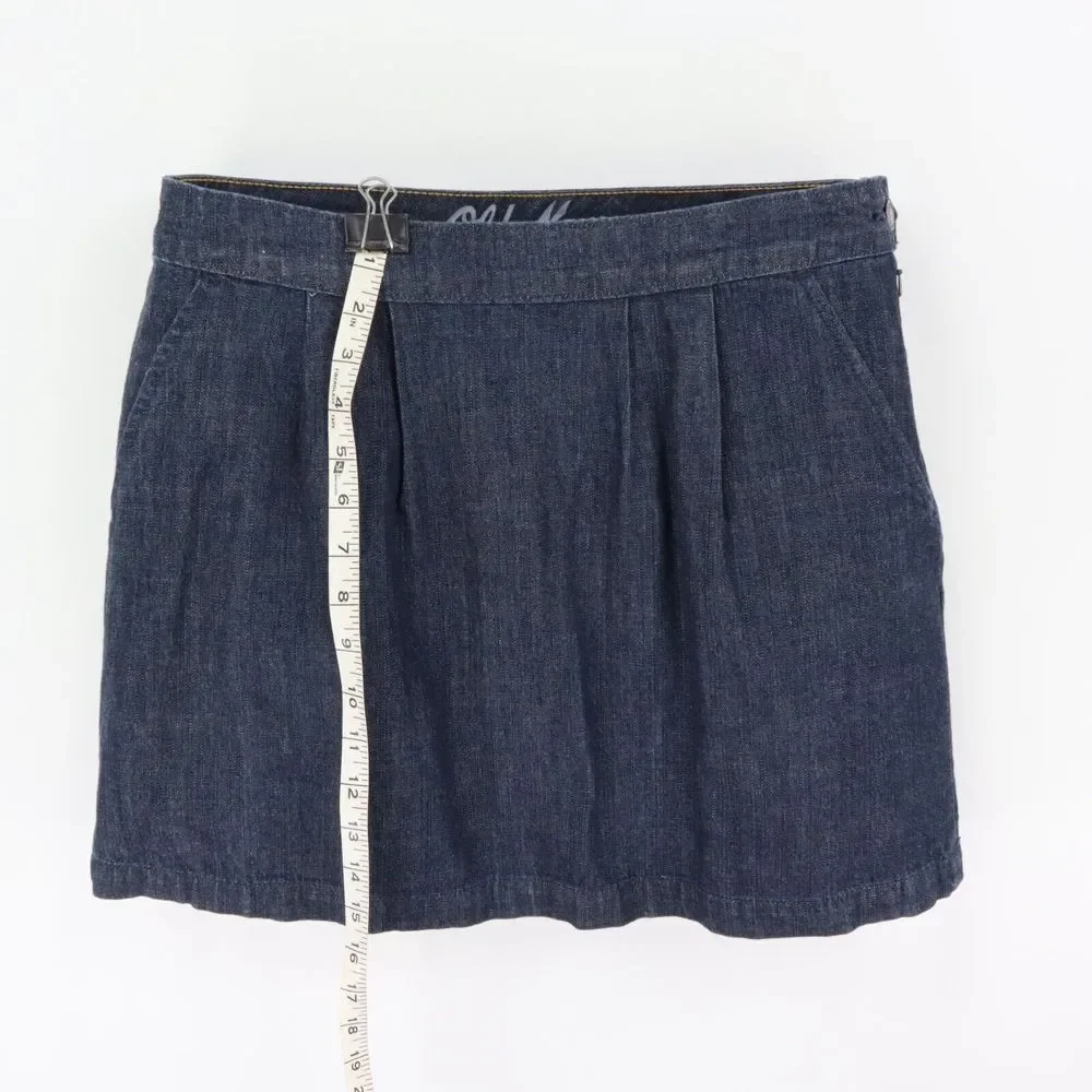 Old Navy Short Pleated Jean Skirt Womens Size 10 Blue Dark‎ Wash Denim Pockets